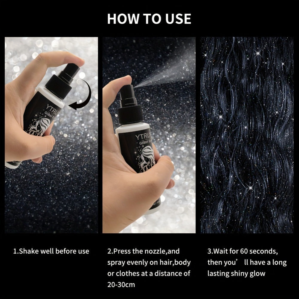 Body Shimmer Spray for Women – Star-Shaped Glitter Sparkle Mist 100ml Hydrating Formula for Body Hair & Clothes