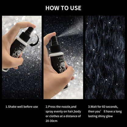 Body Shimmer Spray for Women – Star-Shaped Glitter Sparkle Mist 100ml Hydrating Formula for Body Hair & Clothes