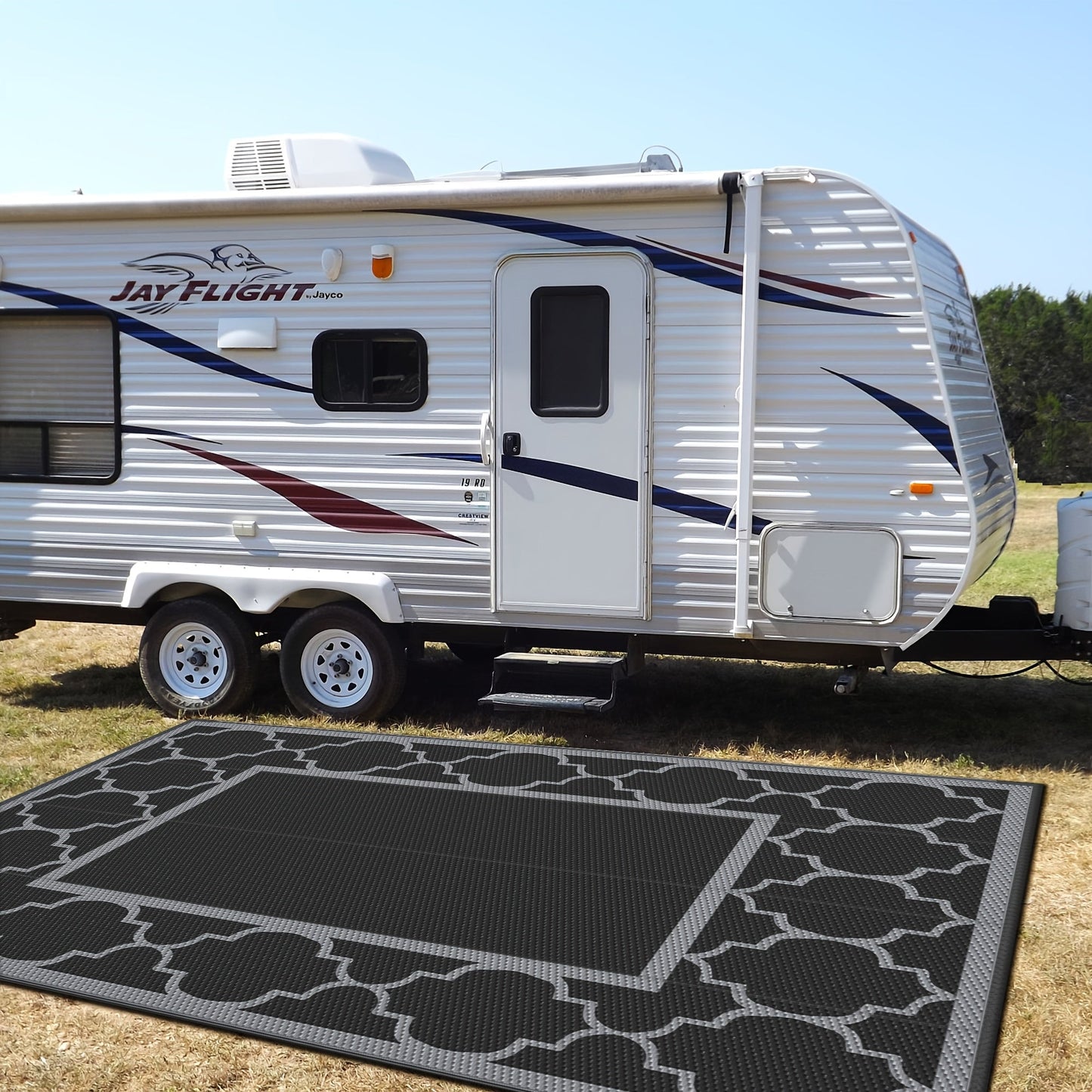Outdoor Reversible Plastic Straw Rug for Patio Deck RV Camping – Waterproof UV-Resistant Lightweight Mat, Multiple Sizes & Colors