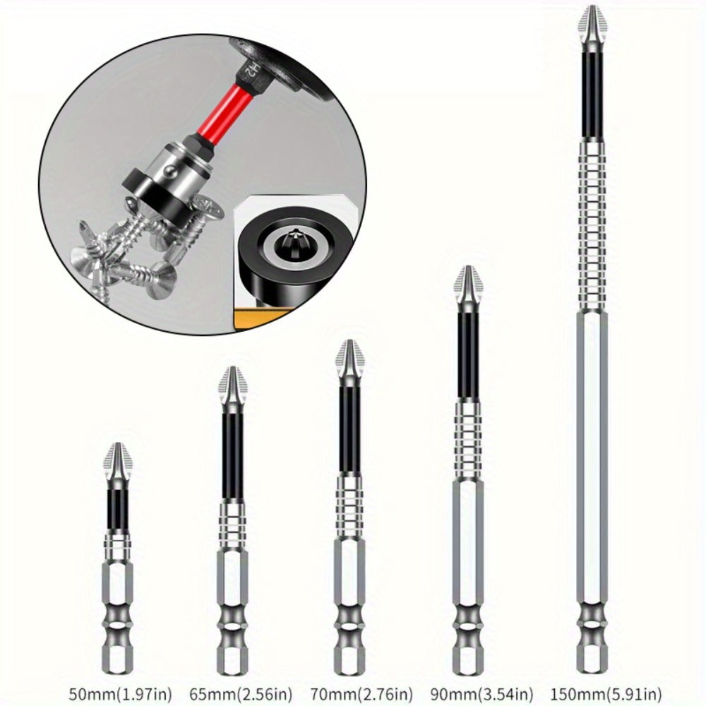 Nanwei K5 Magnetic Driver Bit Set with Hex Shanks, 50-150mm Lengths and 5- to 30-Piece Options