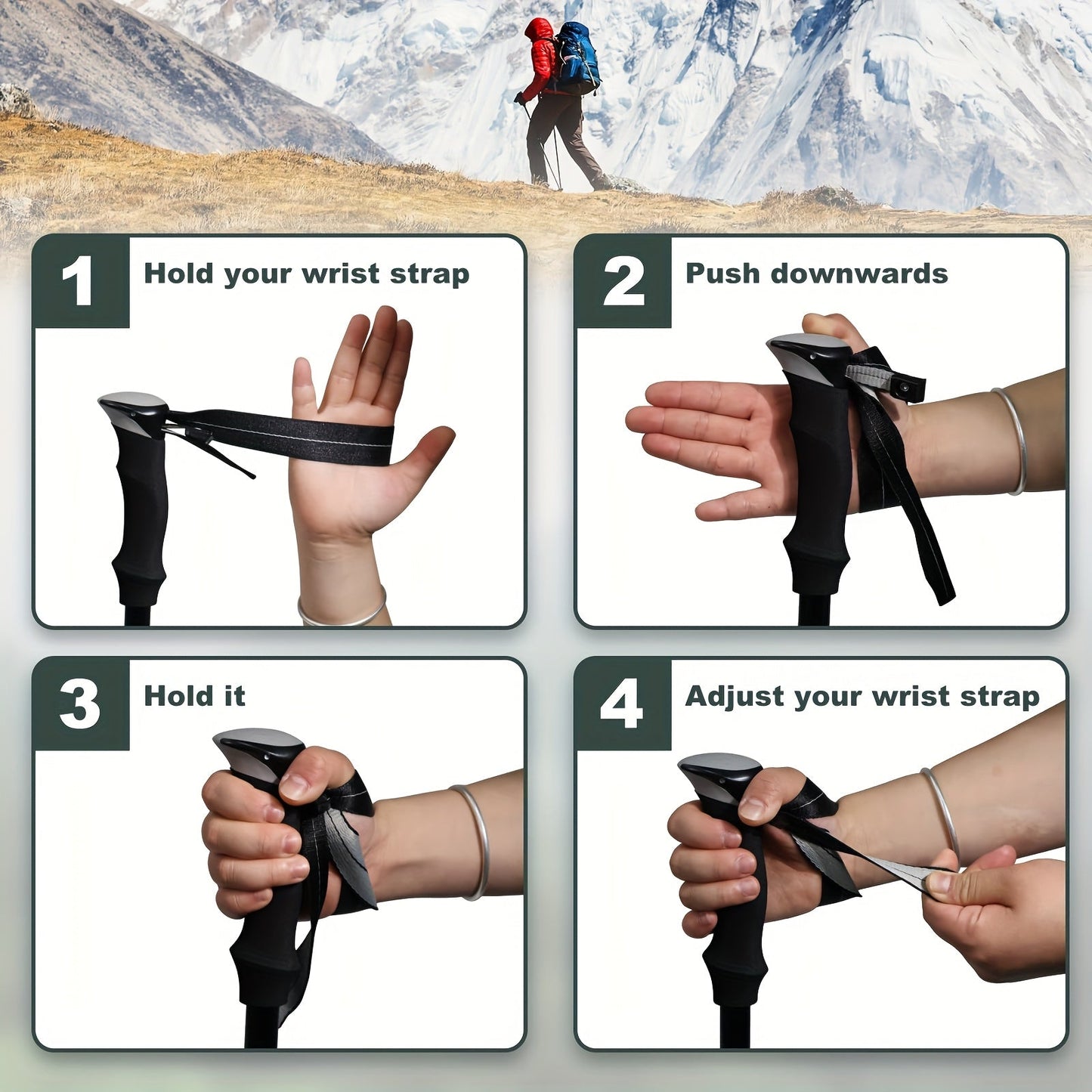 Aluminum Trekking Poles Set of 2 – Lightweight Quick-Lock Foldable Hiking Sticks with Ergonomic Non-Slip Grips