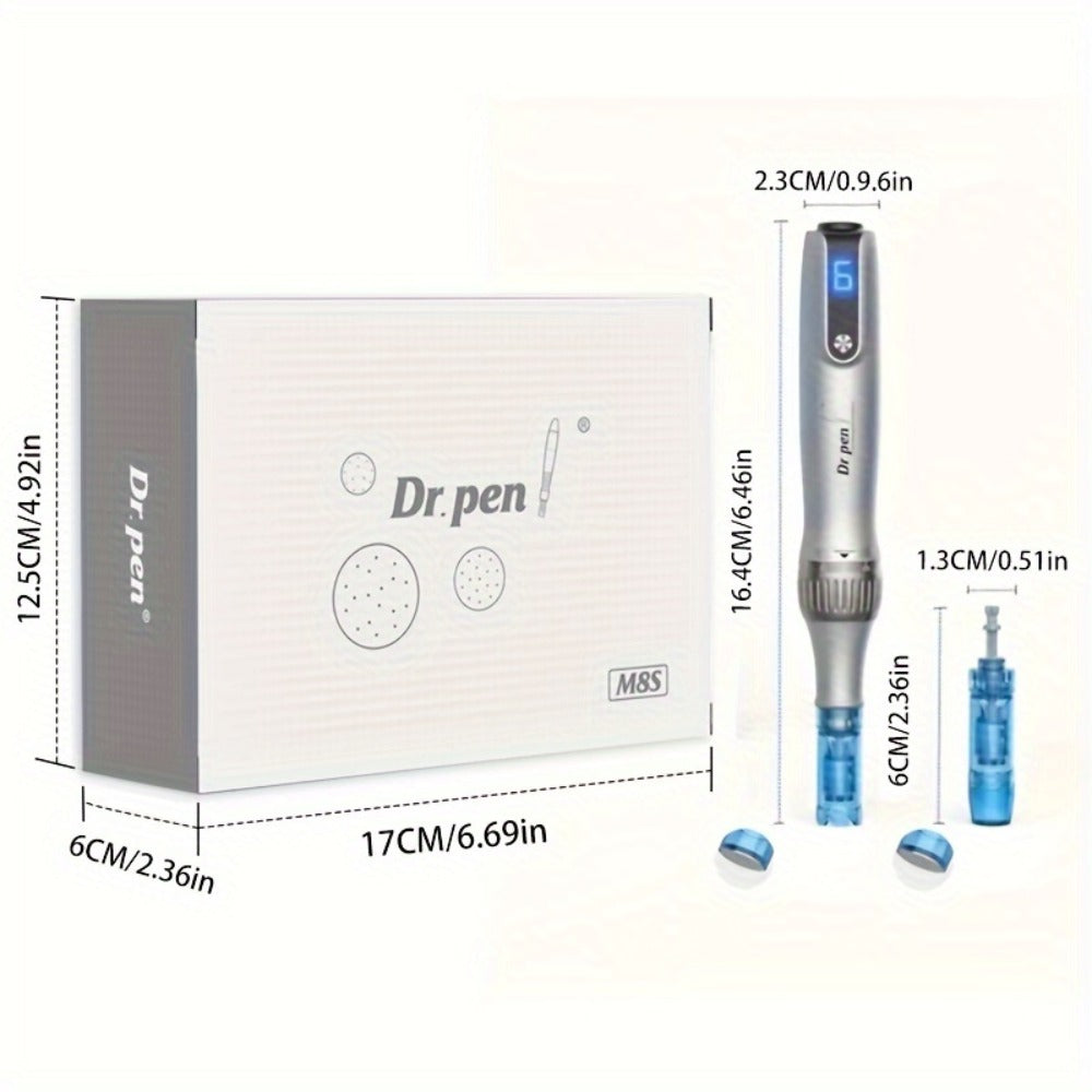 Dr Pen M8S Microneedling Pen Kit 10PCS 0.25mm Replacement Cartridges - USB Rechargeable for Bath Time, Home Spa and Personal Care