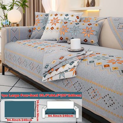Sofa Cover Bohemian Chenille Jacquard Knit Sections for Seat, Armrest or Backrest with Model-Specific Size and Color Options