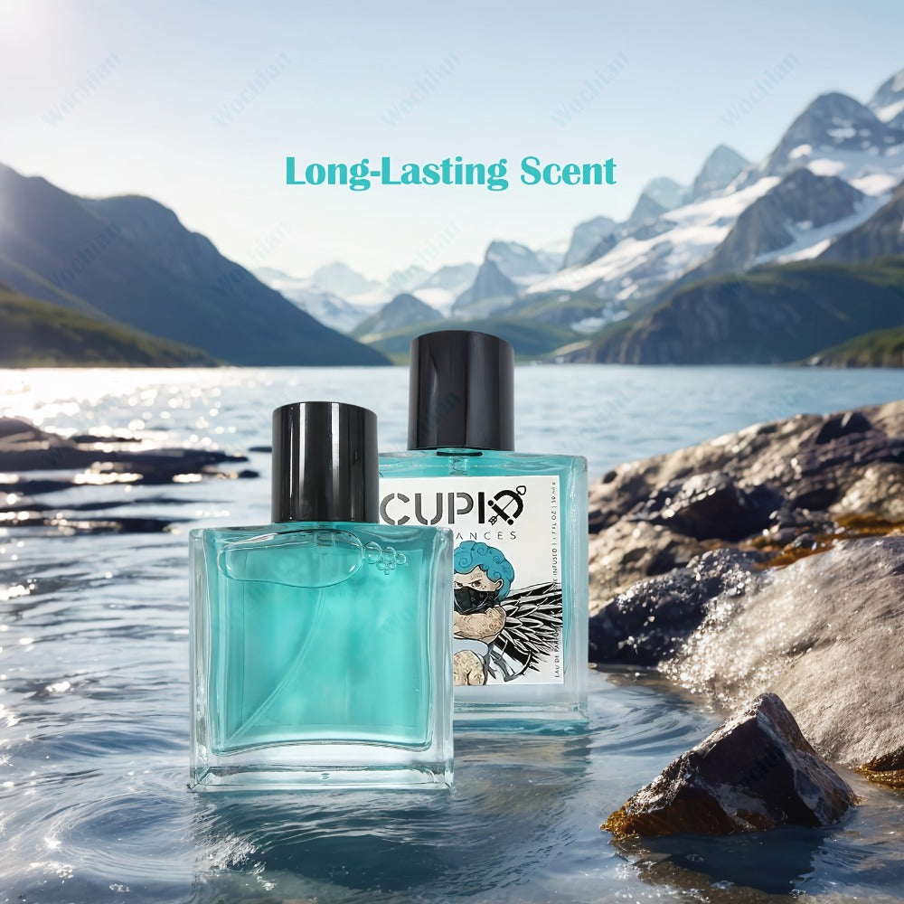 Cologne Spray for Men by CUPID in a 1.7 fl oz Bottle with Turquoise Glass and Boxed Presentation
