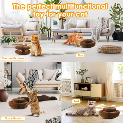 Cat Scratching Board with Ball Track & Bells – Foldable Organ Cardboard Scratcher Pad, Interactive Cat Toy for Indoor Cats