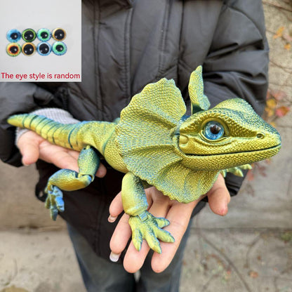 Frilled Neck Lizard Figurine 3D Printed, Large Umbrella Lizard Animal Sculpture 8 Color Styles