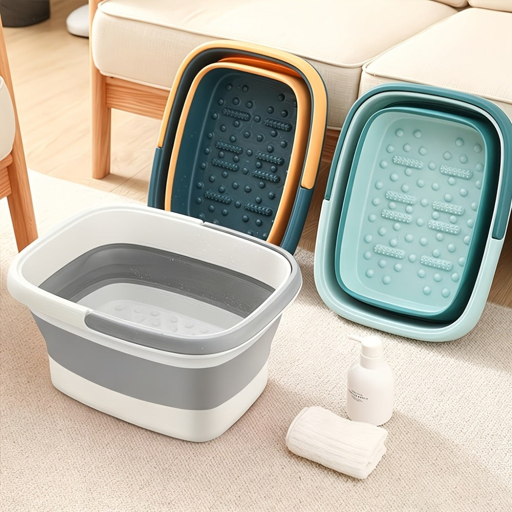 Collapsible Foot Bath Basin 3.96 Gal Foldable Foot Soak Tub with Massage Acupoints Handles Deep Soak Pedicure Home Spa Foot Relief Upgraded