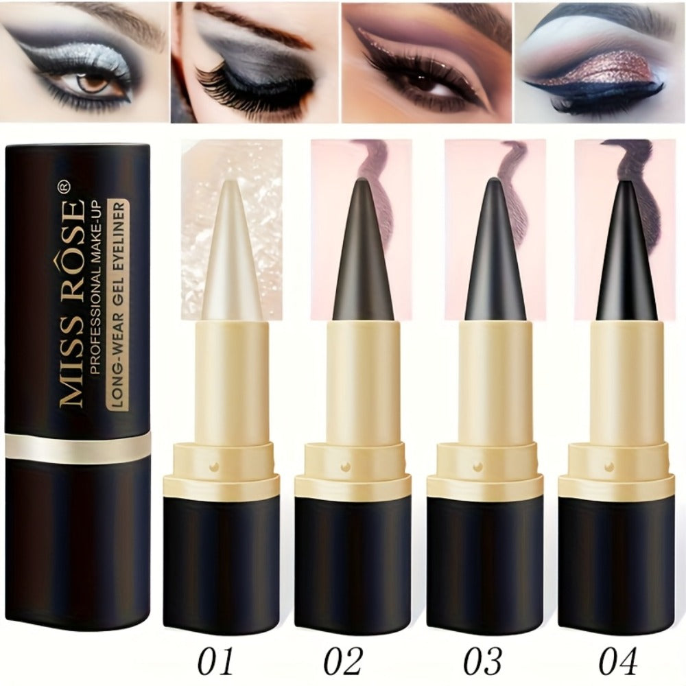 Creamy Gel Eyeliner Pencil Set 3pcs Black Waterproof Sweat-Resistant Smudge-Proof Matte Eye Liner