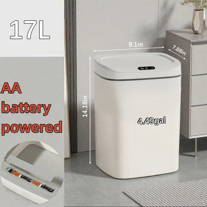 Motion Sensor Trash Can Silent Slow-Close Lid, Touchless Infrared Auto Open, Touchpad Control, Battery Operated
