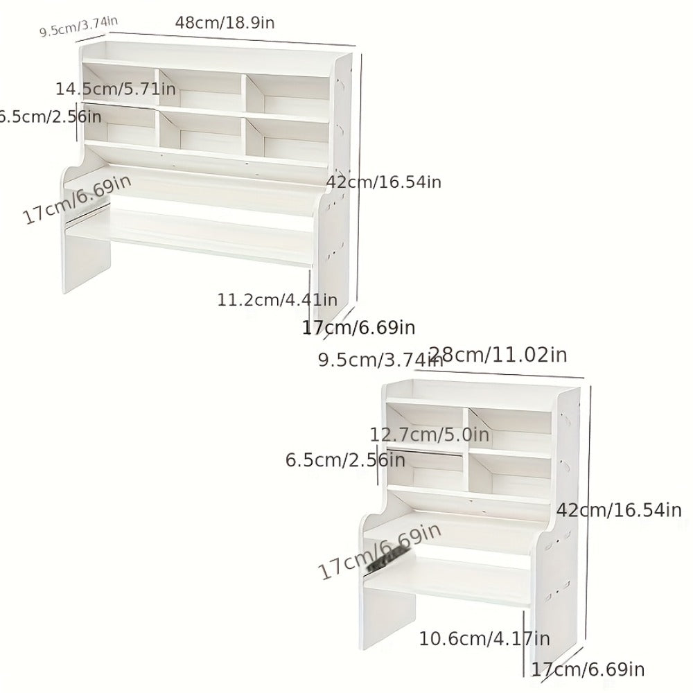Desktop Storage Organizer with 11.81- or 19.69-Inch Six-Layer Rack and Locking Antler File Holder Options