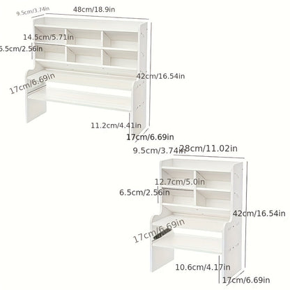 Desktop Storage Organizer with 11.81- or 19.69-Inch Six-Layer Rack and Locking Antler File Holder Options