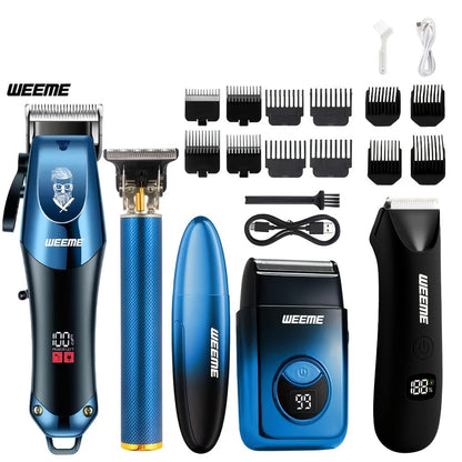 Men's Electric Hair Clipper Set USB Rechargeable with Nose Hair Trimmer & Shaver Wireless Professional Grooming Kit Father's Day Gift