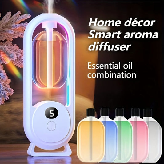 USB Essential Oil Diffuser with Five-Level Display, Multicolor Light and One-, Three- or Five-Bottle Bundles