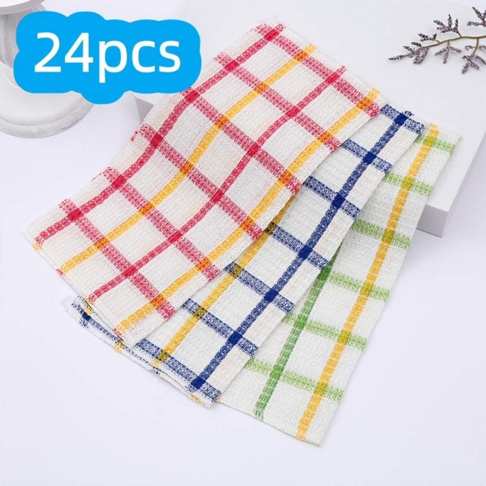 Kitchen Cleaning Cloths 24 Pack Soft Absorbent Reusable Dish Towels Square Dishcloths Durable Multi-Purpose Cleaning Rags for Home Kitchen