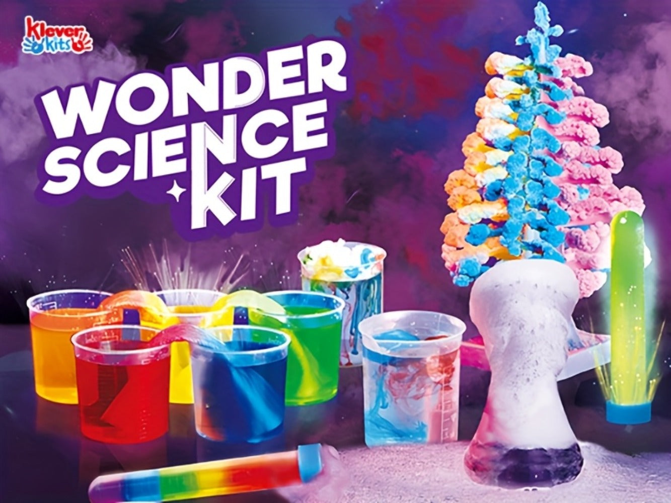 STEM Science Kit for Kids 50+ Experiments, Crystal Tree Growing Kit, Lava Lamp, Volcano Chemistry Set