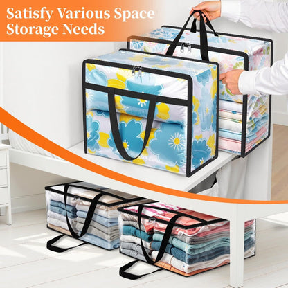 6 Pack Clear Storage Bags with Zippers – Under Bed & Closet Organizer Containers for Comforter Blanket Bedding Duvet PVC 15.85gal