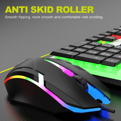 GT100 Full-Size Wired Keyboard and Mouse Set with 104-Key Layout and Black or White Color Options