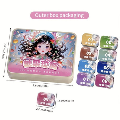 Gel Nail Polish 9-Color Candy-Glass Set with Translucent Gradient Finish and Fall-Winter Shade Palette for Nail Art