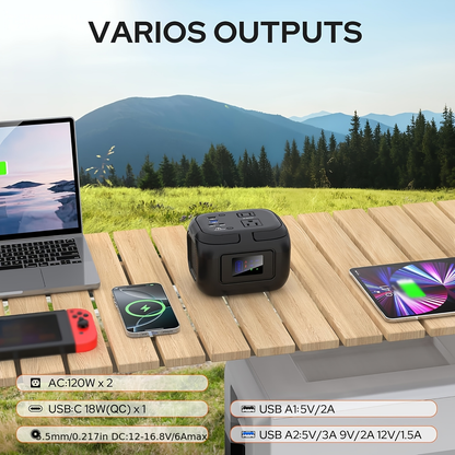 Battery Power Station 120W 97.68Wh 26400mAh Portable Backup with AC Outlet USB-C QC USB-A DC for Camping RV Travel Emergency Home Blackout