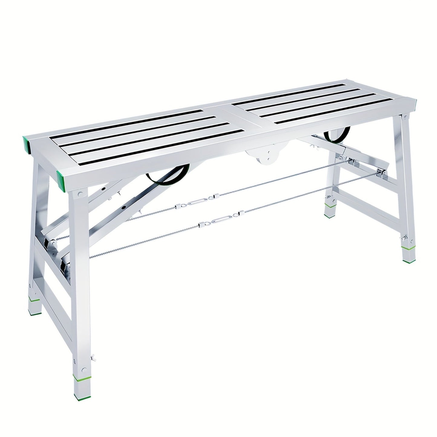 Scaffolding Work Platform Folding Steel Step Ladder Adjustable Height Portable Drywall Bench for Garden, Patio and Yard Use