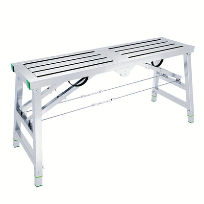 Scaffolding Work Platform Folding Steel Step Ladder Adjustable Height Portable Drywall Bench for Garden, Patio and Yard Use