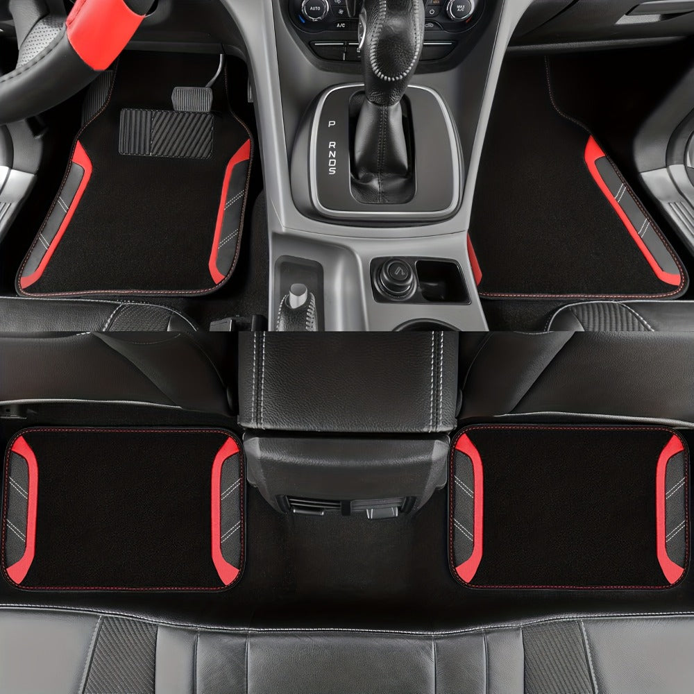 Steering Wheel Cover & Waterproof Car Floor Mats Combo Set – Microfiber Anti-Slip Universal Fit 14.5-15 Inch for 95% Sedan SUV Cars