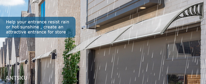Door Awning 120"x40" Polycarbonate Canopy UPF50+ UV Rain Snow for Garden, Patio and Yard Use