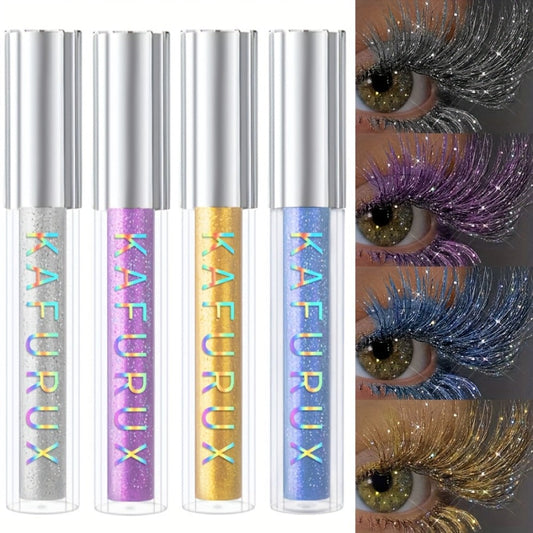 Colored Mascara Set 4pcs for Women – Vibrant Silver Blue Yellow Purple Curling Long-Lasting Formula, Highly Pigmented Bold Eye Makeup