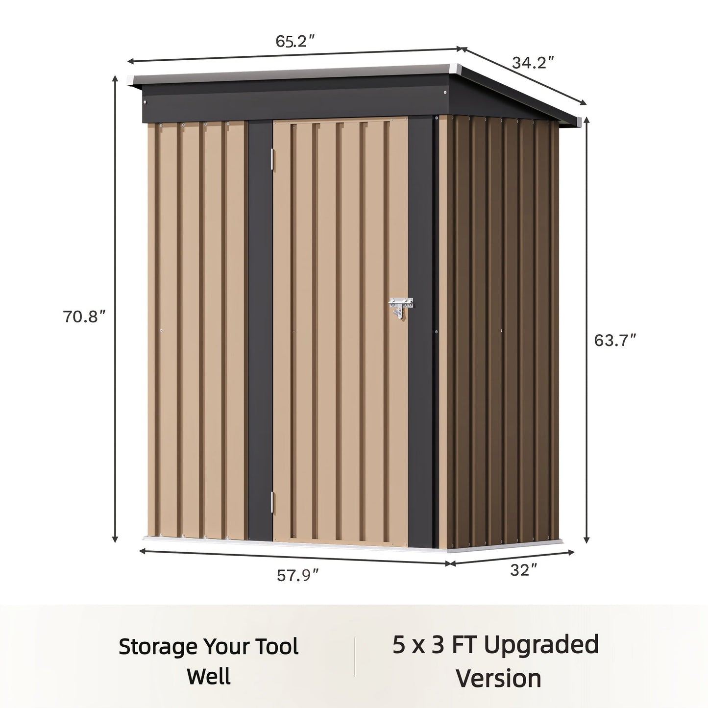 Garden Storage Shed, Metal Lockable Tool Backyard Compact for Garden, Patio and Yard Use, with the Listed Configuration
