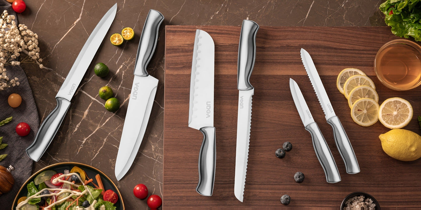 Stainless Steel Kitchen Knife Set Chef Knife Damascus Black Knife Block for Home Cooking, Dining and Outdoor Meals