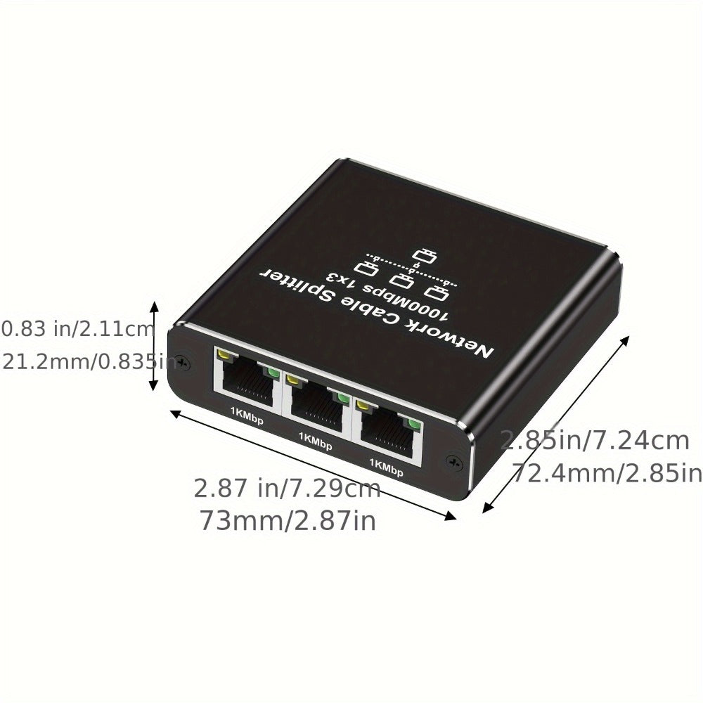 Gigabit Ethernet Splitter 1 to 3, 1000Mbps PoE Network Splitter, 1 In 3 Out RJ45 Adapter for PC, Laptop