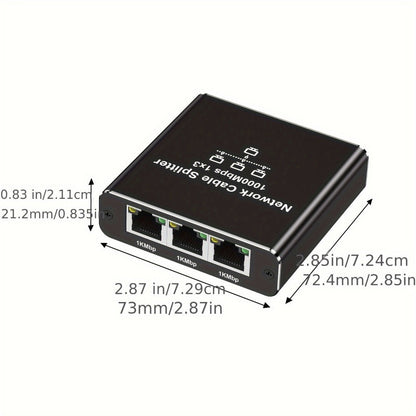 Gigabit Ethernet Splitter 1 to 3, 1000Mbps PoE Network Splitter, 1 In 3 Out RJ45 Adapter for PC, Laptop