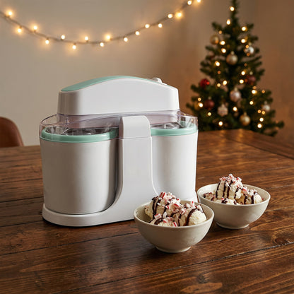 Ice Cream Maker Machine Dual Cup Self-Freezing, Make 2 Flavors Homemade Ice Cream Sorbet Frozen Yogurt at Once