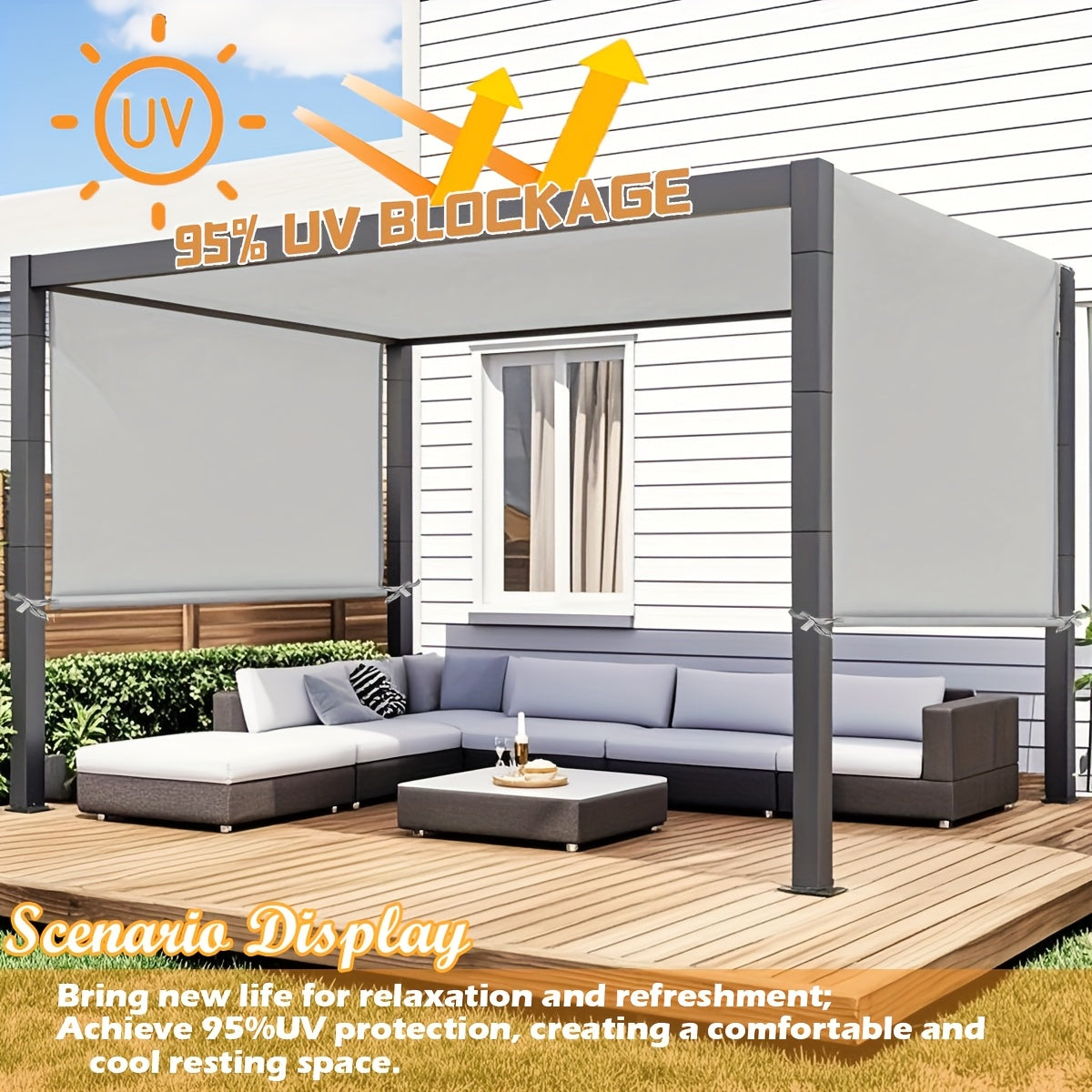 Pergola Canopy Replacement Retractable UV Block | Patio Shade Cover