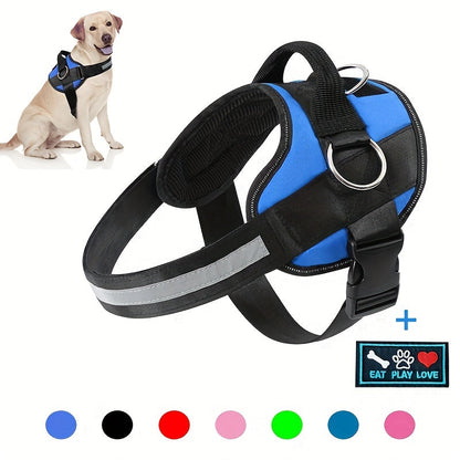 Reflective-Trim Dog Harness in Seven Colors and XS–XXL with Chest Band, Back Ring and Top Handle