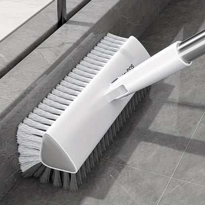 Floor Scrub Brush 52 Inch Long Handle Double-Sided V-Shaped Triangle Head Stiff Bristles for Home Cooking, Dining and Outdoor Meals