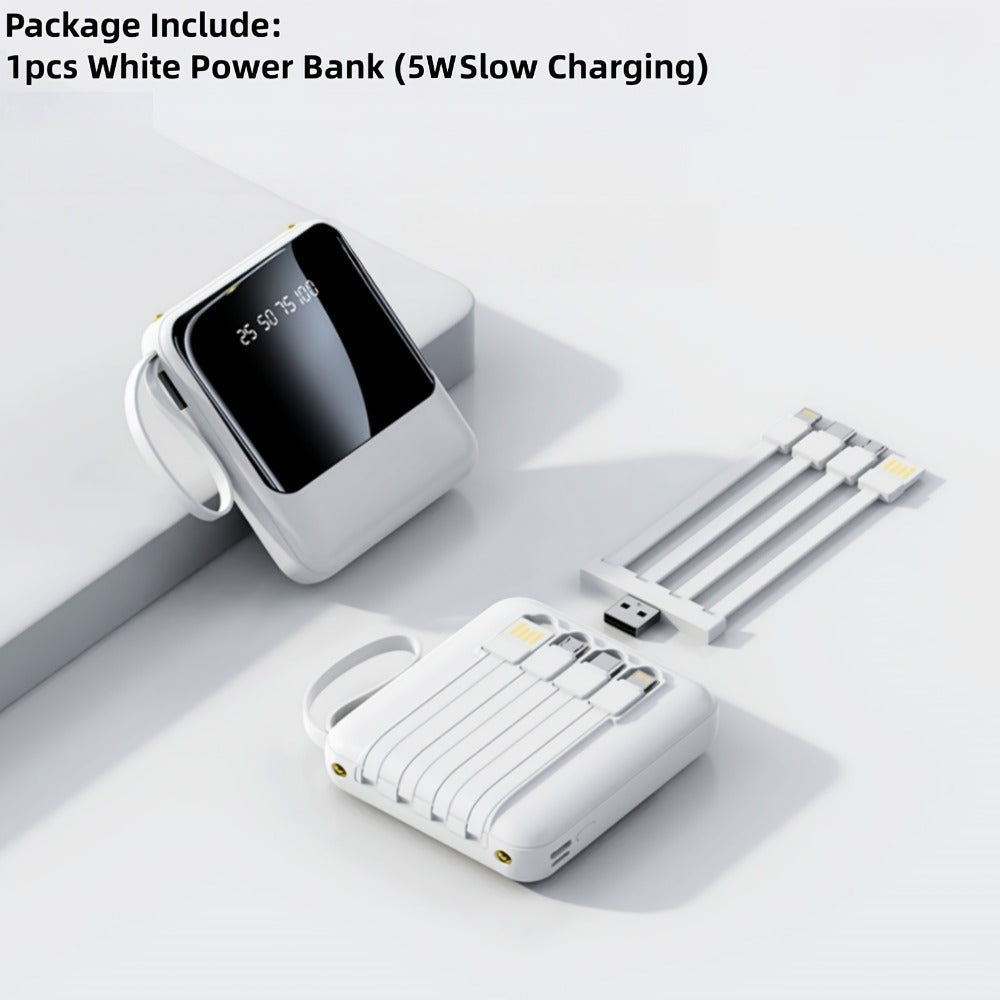 Power Bank 10000mAh with Built-In Cable Set, 5W/15W/22.5W selections, Display and Lanyard for Travel