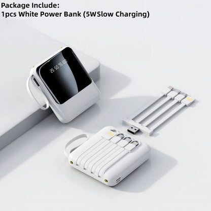 Power Bank 10000mAh with Built-In Cable Set, 5W/15W/22.5W selections, Display and Lanyard for Travel