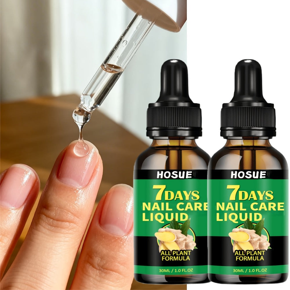 Ginger Nail Care Liquid 7-Day Repair 2-Piece Set 1.01oz Each – HOSUE Plant-Based Formula for Yellowing Gray Uneven Discolored Nails