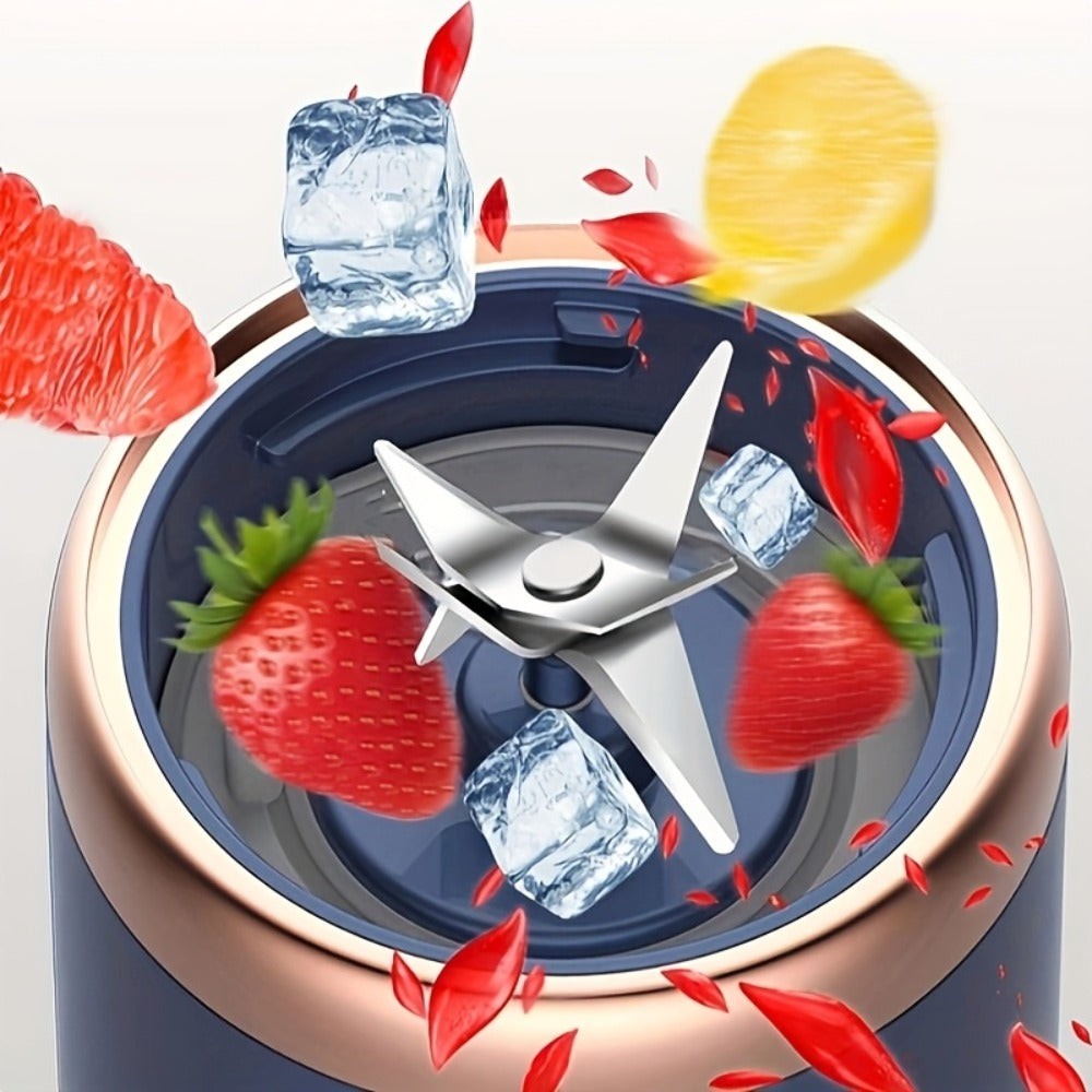 Mini Blender, Personal Smoothie Blender USB Rechargeable 6-Blade 13.5oz Travel Cup Mini Blender for Shakes Fruit Juice