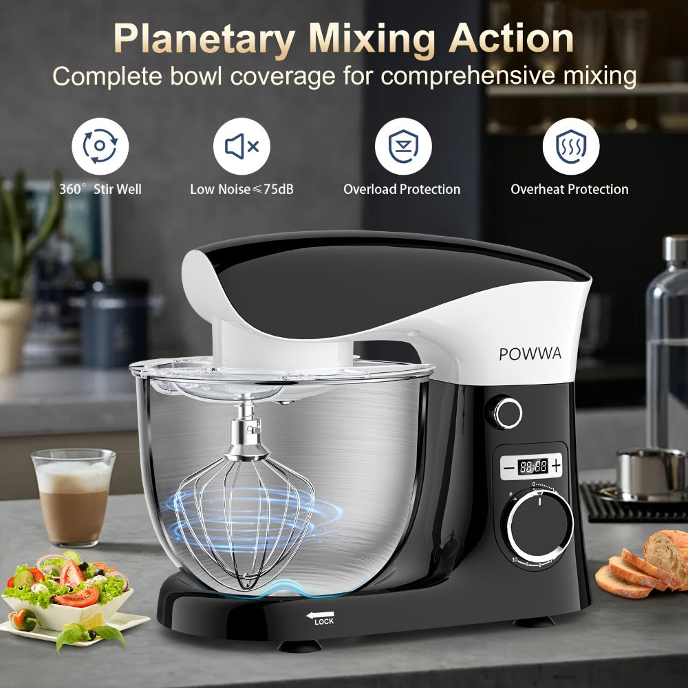 Stand Mixer 6.5 Qt Electric Kitchen Mixer 10-Speed Dough Mixer with Whisk Beater Dough Hook for Home Cooking, Dining and Outdoor Meals