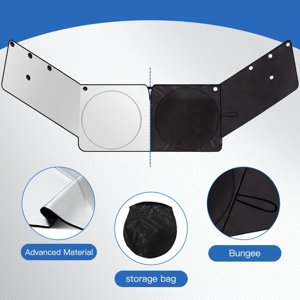 Windshield Sunshade Universal Fit Front Window Sun Shade Cover Block Sun Heat UV Rays Privacy Protection Polyester with Super Suction Cups