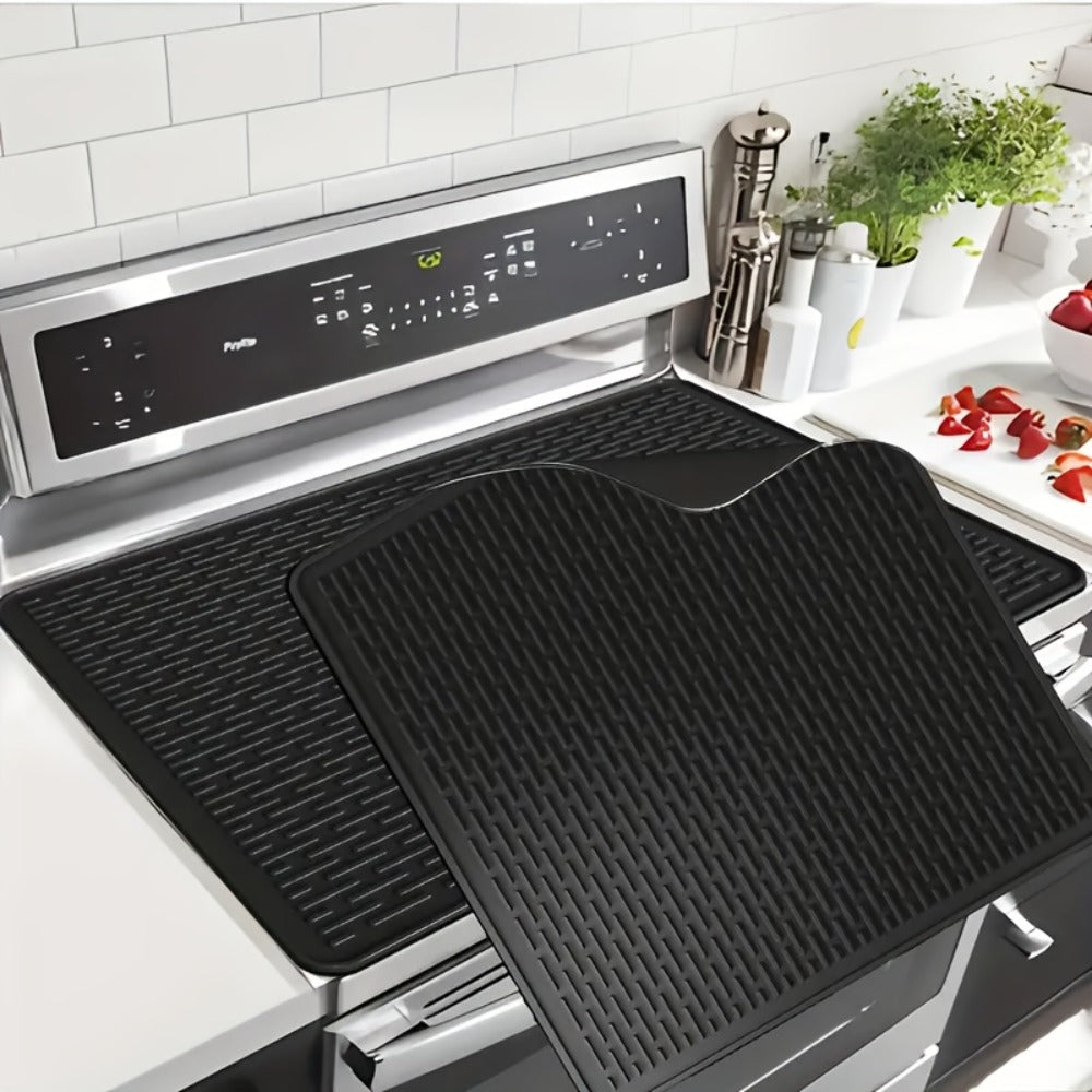 Silicone Stove Top Cover Mat, Heat-Resistant 28x20 Inch Cooktop Protector & Dish Drying Mat for Gas & Electric Stoves