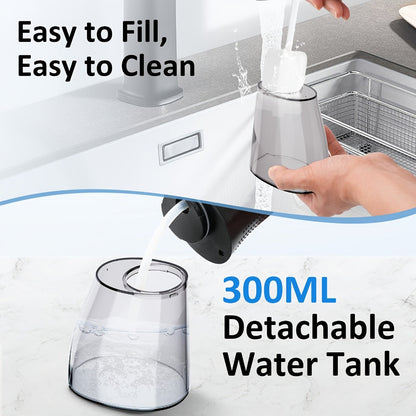 Water Flosser Srivdk Cordless Oral Irrigator with 300ml Tank, Three Pressure Modes, Six Nozzles and USB-C Charging