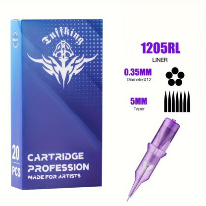 Disposable Tattoo Needles Mixed Size Sterilized RL RS M1 0.35mm, Safety Tattoo Needle Set for Tattoo Artists and Beginners