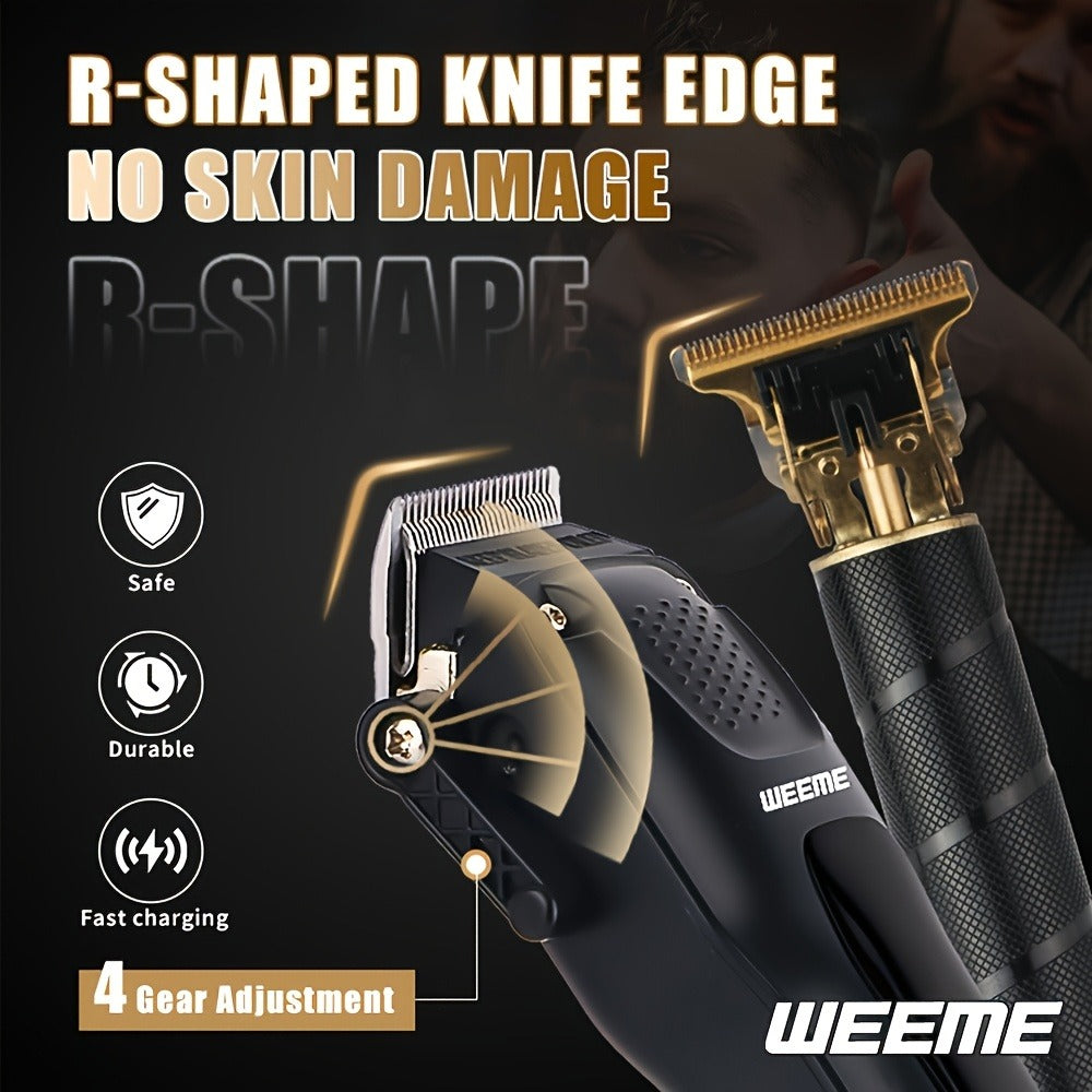 Mens Grooming Kit with Nose Hair Trimmer Electric Shaver WEEME 826 USB Rechargeable LCD Display – Complete Shaving Trimming Set Gift for Dad