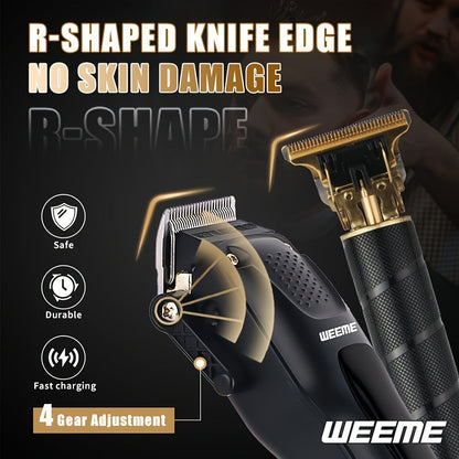 Mens Grooming Kit with Nose Hair Trimmer Electric Shaver WEEME 826 USB Rechargeable LCD Display – Complete Shaving Trimming Set Gift for Dad