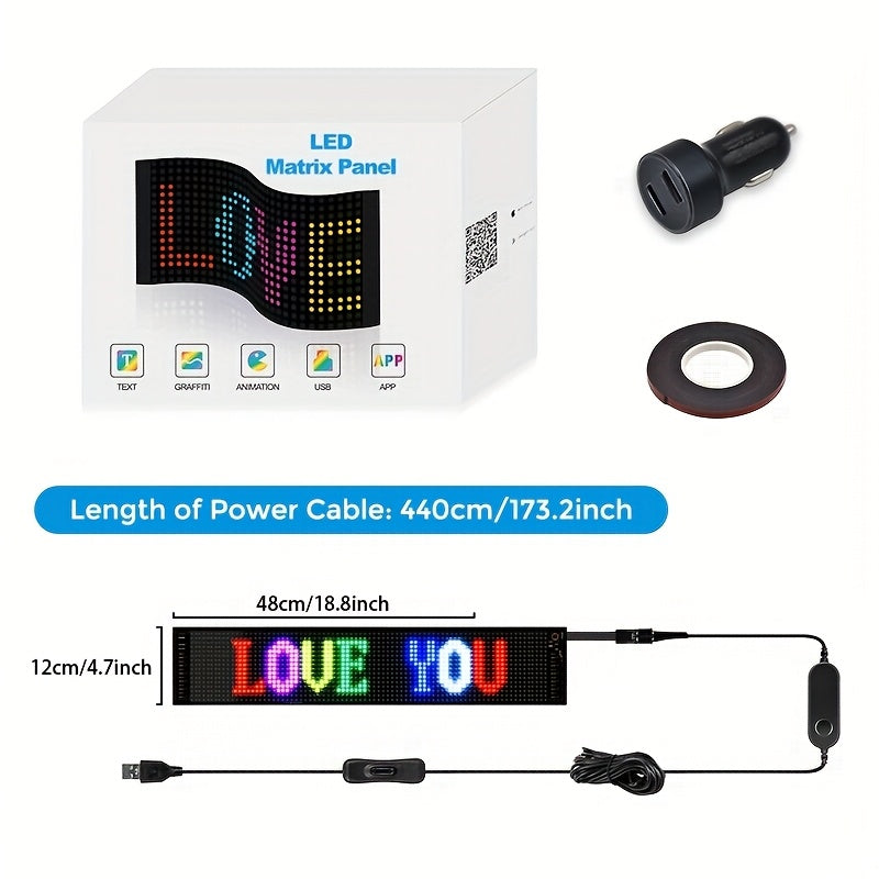 Flexible RGB LED Matrix Light Panel with USB Lead and Phone Controls in Three 4.72-Inch-Wide Size Options