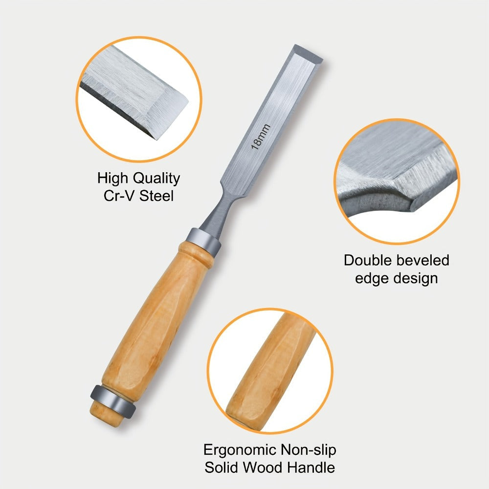 Wood Chisel Set 4pcs, CR-V Steel Woodworking Chisels 6/12/18/24mm for Entryways, Bedrooms and Living Spaces