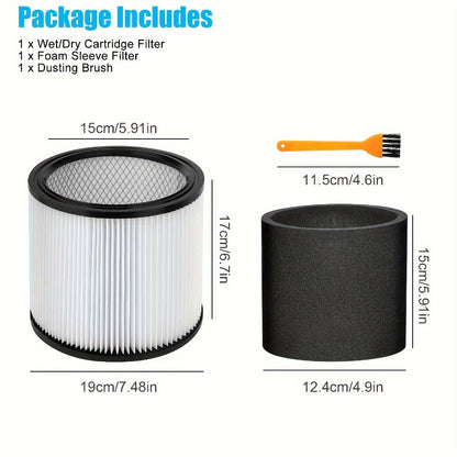 Shop Vac Replacement Filter 2-Pack – Washable Cartridge Filter Compatible with 90350 90304 90333, Fits Most Wet Dry Vacuum 5 Gallon